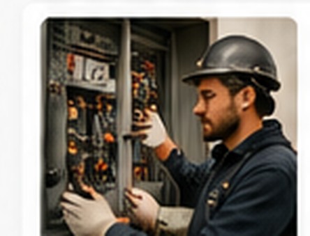 Electrician working on a commercial electrical panel