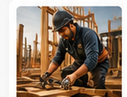 Carpenter framing lumber at a residential job site
